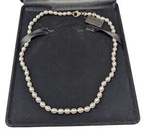 Honora 925 Sterling Silver Freshwater Pearl Necklace Classic White Oval Strand